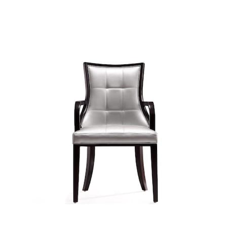 Manhattan Comfort Fifth Avenue Faux Leather Dining Armchair in Silver and Walnut DC008AR-SV